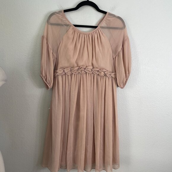 Laundry By Shelli Segal Womens 6 Dusty Pink 100% Silk Babydoll Dress Open Back - Picture 8 of 12